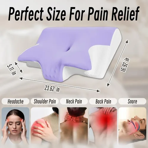 Vista 2 de Almohada cervical para el cuello para el dolor de cuello, alivio de ronquidos, apnea del sueño, almohada ergonómica para dormir lateral y espalda