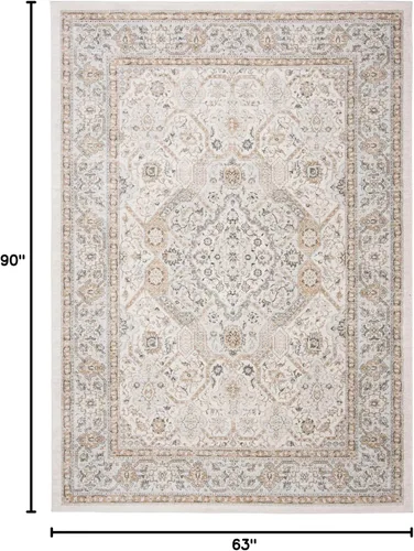 Vista 102 de SAFAVIEH - Colección Isabella, alfombra decorativa - 2'2" x 5', azul y crema, diseño oriental, no desprende pelusa y fácil cuidado, ideal para áreas