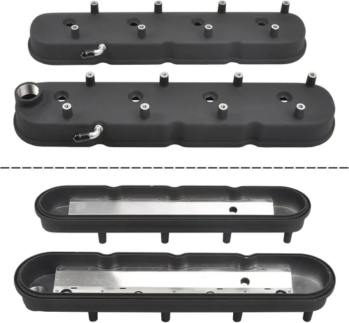Vista 6 de Cubierta de válvula de motores de aluminio fundido con soportes de bobina compatible con GM LS LS1 LS2 LS3 LS6 5.3 6.0 - Negro