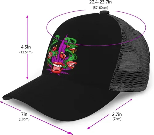 Vista 2 de SCOOVY Gorra de béisbol de malla, Popo Storm boca y labios, tela de sarga de poliéster, gorra de camionero elegante protector solar hebilla
