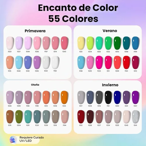 Vista 3 de Beetles - Kit de esmalte de uñas de gel con luz UV, 80 unidades, 55 colores Color Enchantment with Everything Base Top Coat Beginner Starter at