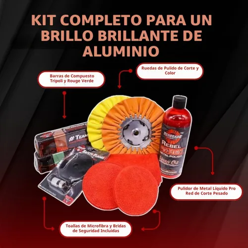Vista 3 de Renegade Products Mini kit de pulido de aluminio completo con ruedas de pulido, compuestos de pulido, brida de seguridad de amoladora de ángulo
