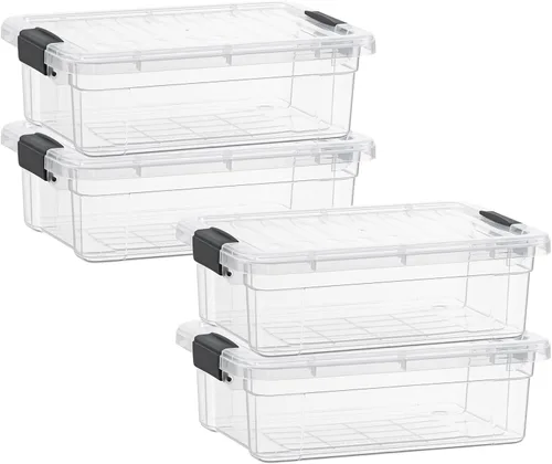Vista 17 de Superio Contenedor de plástico transparente de 7.4 cuartos con tapa, no tóxico, sin BPA, sin olor, caja de almacenamiento organizadora, recipiente