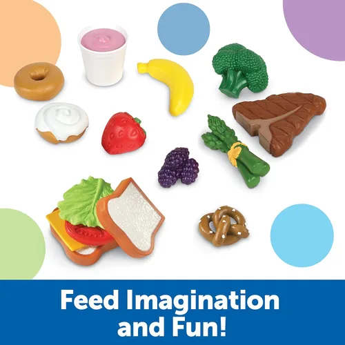 Vista 2 de Juego completo de alimentos de juguete para ampliar vocabulario Learning Resources New Sprouts., Variados
