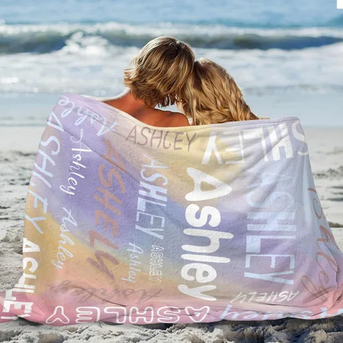 Vista 2 de Manta de bebé personalizada con nombre, manta con nombre personalizado para niños, adultos, mujeres, hombres, niñas, niños, manta de franela Color: 1