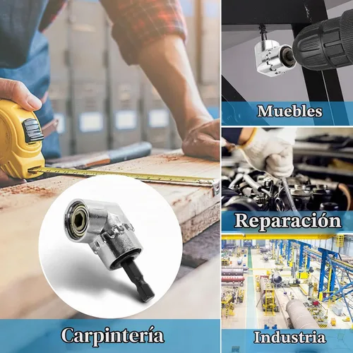 Vista 7 de Destornillador de ángulo recto de 105 grados, adaptador de accesorio de extensión de taladro con enchufe magnético hexagonal de 1/4 pulgadas