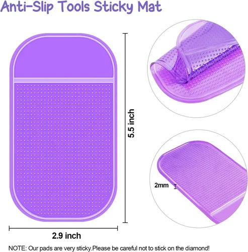 Vista 2 de 18 alfombrillas adhesivas antideslizantes para pintura de arte con diamantes, almohadilla de gel universal antideslizante de 5.6 x 3.3 pulgadas