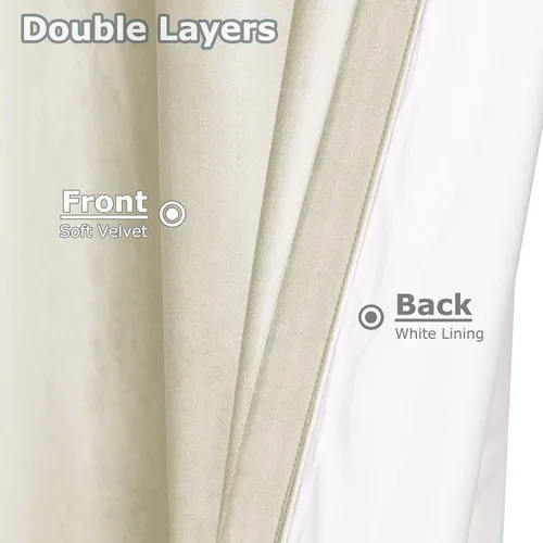 Vista 3 de Frelement Cortinas opacas de terciopelo para sala de estar, paneles de ventana con aislamiento térmico para dormitorio, cortinas plisadas para barra