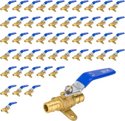 Vista 32 de Válvula de bola azul, válvula de cierre Pex A de 1/2 pulgada con oreja, válvula de bola de cierre Pex de puerto completo de latón para agua, aire