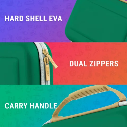 Vista 6 de Orzly Funda de transporte para consola Nintendo Switch OLED con accesorios y compartimento de almacenamiento para juegos, caja de regalo