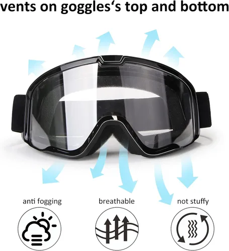 Vista 3 de Gafas de motocicleta para hombres y mujeres, gafas de motocross, de ATV, gafas para montar, gafas de viento, gafas de visión amplia, gafas