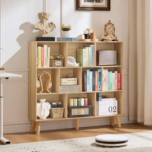 Vista 67 de LEYAOYAO Estantería de 5 cubos de 3 niveles con patas, estante negro menta para libros para niños, bonito organizador de almacenamiento, estantes