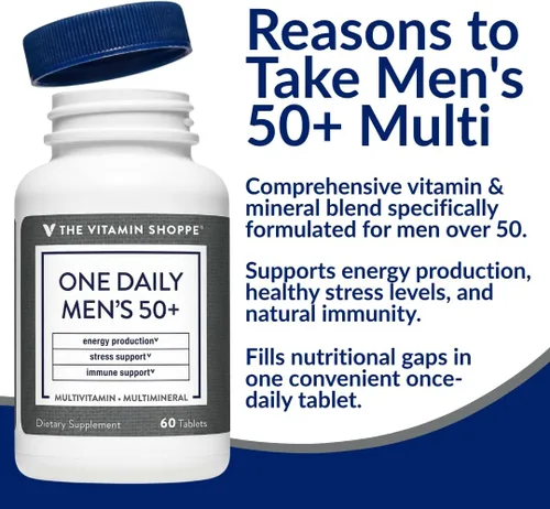Vista 4 de The Vitamin Shoppe Brand One Daily - Multivitamínico multimineral para hombres con magnesio, zinc, calcio y más, estrés energético y apoyo