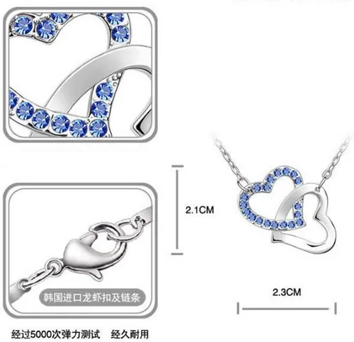 Vista 5 de MERSDW Joyería de las Mujeres Regalos Moda República Checa Rhinestone Doble Corazón Joyería Set 4pcs Collar Pulsera Anillo Pendientes