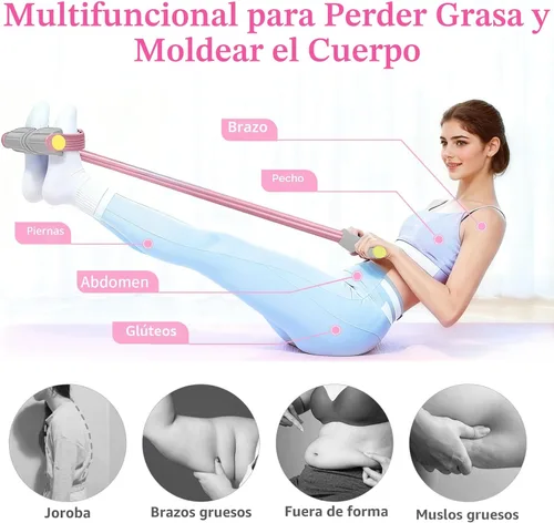 Vista 6 de Banda de resistencia de pedal con asa, bandas de ejercicio duraderas de 6 Rosado y gris