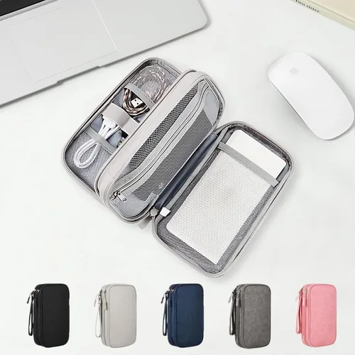 Vista 6 de Bolsa organizadora de accesorios digital, portátil de doble capa impermeable, adecuada para una variedad de accesorios digitales, almacenamiento
