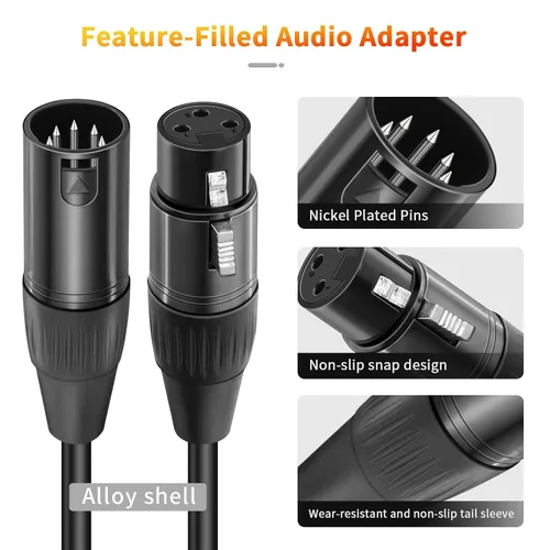 Vista 2 de Kumiho Paquete de 2 cables adaptadores XLR de 3 pines hembra a DMX macho