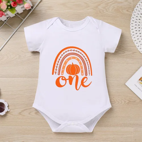 Vista 4 de IMEKIS Toddler Baby Girl Half 1st Birthday Outfit Fall Pumpkin Romper Tutu Skirt Headband Thanksgiving Cake Smash Photo Shoot