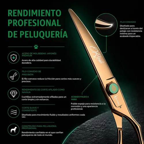 Vista 2 de Kenchii Rose - Tijeras de aseo para perros de 7 pulgadas, curvadas