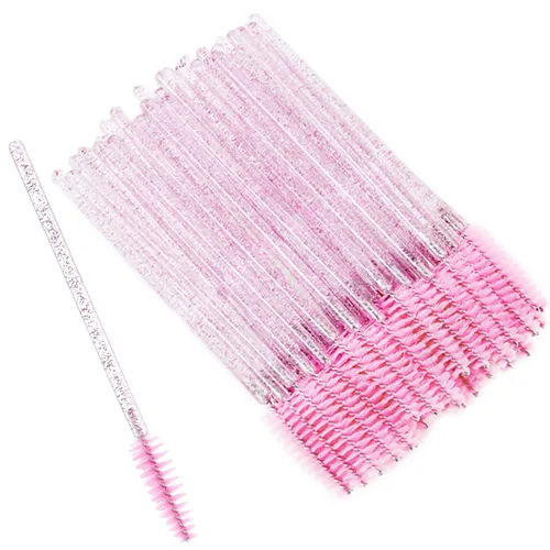 Vista 6 de 300 varitas de rímel desechables, cepillo de pestañas rosadas para pestañas y extensiones de pestañas