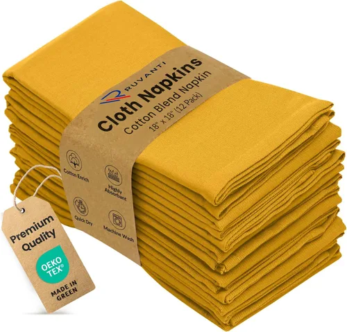 Vista 34 de Ruvanti - Juego de 4 servilletas de tela de 45x45 centímetros, lavables, suaves, duraderas, absorbentes, mezcla de algodón. Servilletas de mesa