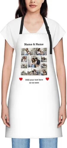 Vista 52 de Delantales personalizados para mujer, diseño de delantal de chef ajustable con nombre, textos, fotos, flores, regalos para el día de la madre