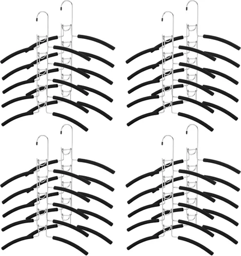 Vista 8 de Ripeng Percha para ropa que ahorra espacio, 8 paquetes 5 en 1, multicapa antideslizante, de metal resistente, de acero inoxidable, para suéteres