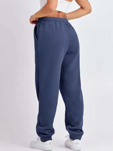 Vista 5 de ANRABESS Pantalones deportivos holgados de forro polar de cintura alta para mujer, pantalones deportivos Y2K para adolescentes y niñas