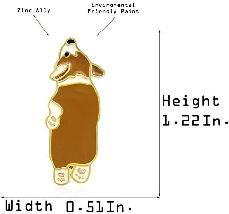 Vista 2 de Flairs New York - Broche de solapa esmaltado hecho a mano, Perro Lazy Corgi
