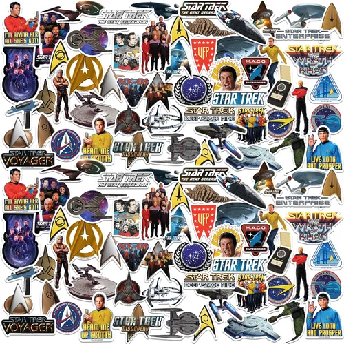 Vista 7 de Star Trek - Paquete de calcomanías de vinilo troqueladas grandes de lujo, paquete variado - Laptop, botella de agua, álbumes de recortes, tableta