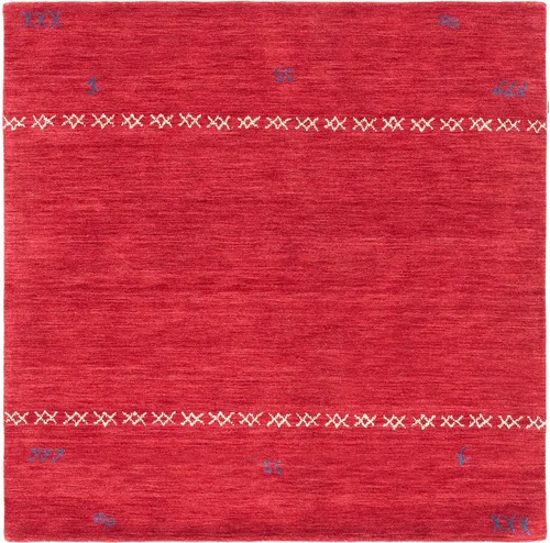 Vista 3 de SAFAVIEH Himalaya Collection - Alfombra cuadrada de 6 pies, color rojo, hecho a mano, lana tribal bohemia, ideal para zonas de alto tráfico en sala