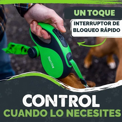 Vista 2 de Correa retráctil Mighty Paw con soporte incorporado para bolsas de excremento Correa retráctil para perros de 16' de largo para perros pequeños