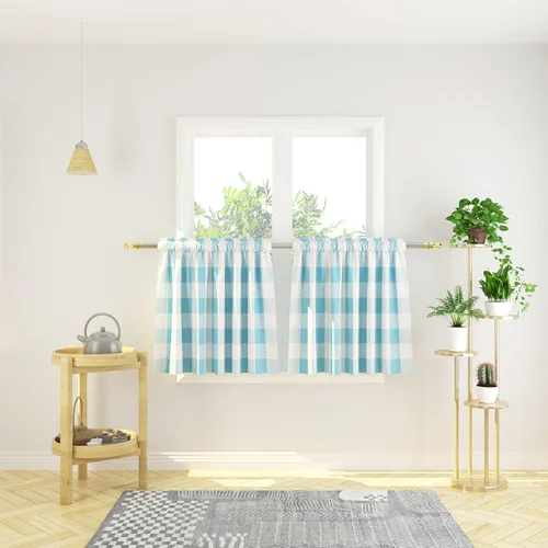 Vista 149 de Cenefas de cortina para ventana de 16 pulgadas de largo, 2 paneles de cuadros búfalo, cortinas pequeñas con bolsillo para barra, estilo clásico