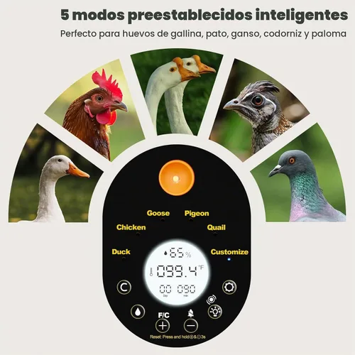 Vista 2 de Incubadoras para incubar huevos - Incubadora automática de pollitos de huevo de 15 huevos con 5 modos preestablecidos inteligentes y control