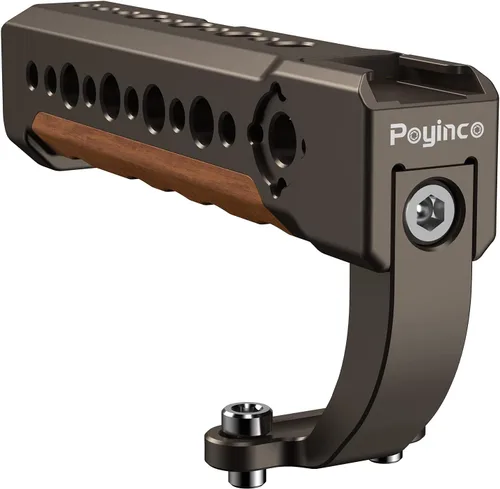 Vista 8 de Mini mango lateral de madera con tornillos de 1/4 de pulgada a 20 tornillos para cámara digital, jaula de cámara réflex digital con soporte de Mango