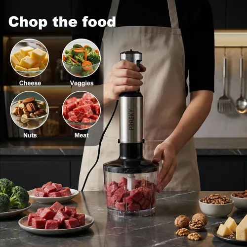 Vista 5 de Immersion Blender Handheld 1200W, 20-speeds Immersion Hand Blenders, Hand Mixer with Mining Beaker,Chopper,Whisk, Frother and Stick Blender Suitable
