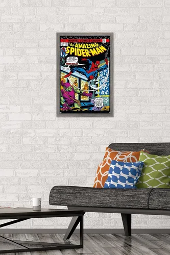 Vista 2 de Marvel Comics Spider-Man - Póster de pared Amazing Spider-Man #137, 22.4 pulgadas de largo x 14.7 pulgadas de ancho, versión enmarcada de madera