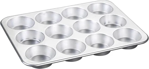 Vista 2 de Nordic Ware Molde comercial de aluminio natural para muffins, 12 tazas