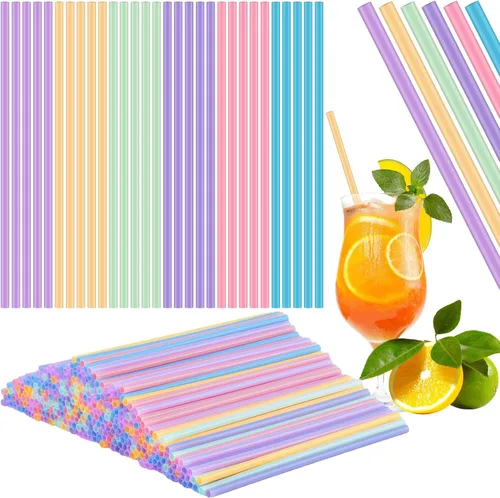 Vista 7 de Hushee 500 pajitas de plástico desechables a granel coloridas pajitas de plástico pastel desechables de plástico para bebidas diarias de jugo de 7.9