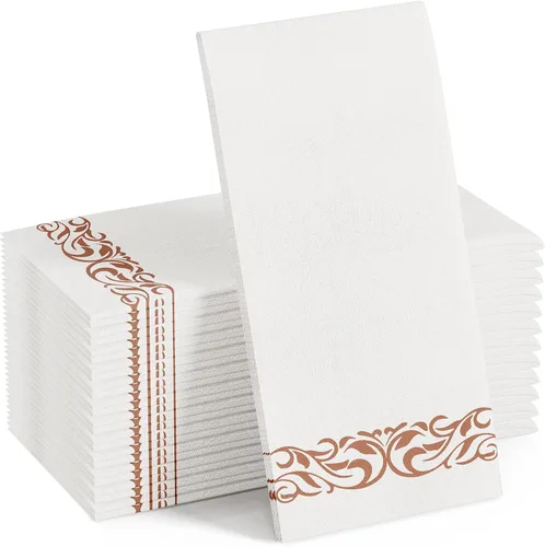 Vista 11 de FOCUSLINE 100 toallas de baño con tacto de lino, toallas de mano desechables suaves y absorbentes para invitados, toallas de papel tipo tela