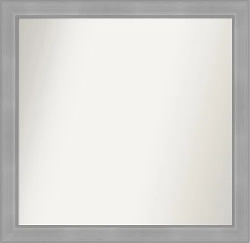 Vista 529 de Amanti Art Espejo de baño plateado para sobre el fregadero, 24 x 24 pulgadas, espejo cuadrado de peltre forjado a medida, marco de madera casual