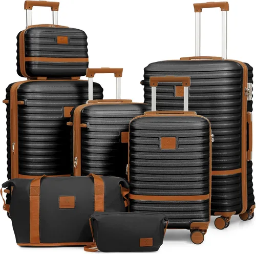 Vista 32 de Juego de maletas Joyway de 3 piezas, juego de maletas extensibles de cabina con rueda giratoria, juego de maletas de carcasa dura con candado TSA