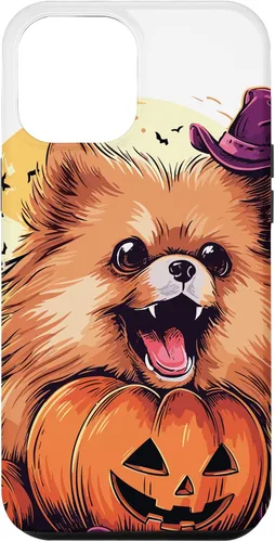 Vista 6 de iPhone 14 Disfraz de perro de Halloween diseño de funda de Pomerania aterradora