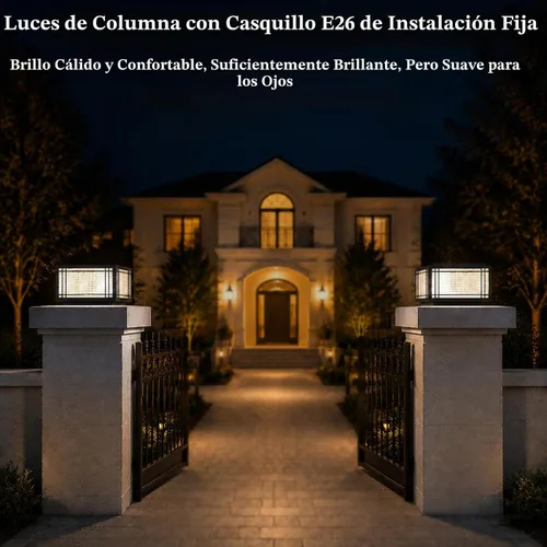 Vista 3 de Luces de poste al aire libre cableadas, modernas lámparas de pilar de valla