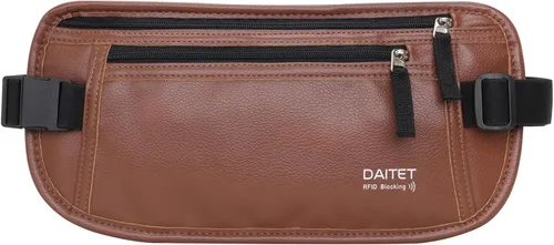 Vista 9 de DAITET Cinturón de dinero, soporte para pasaporte, cartera de viaje oculta segura con bloqueo RFID, riñonera encubierta (negro), Negro, Rfid