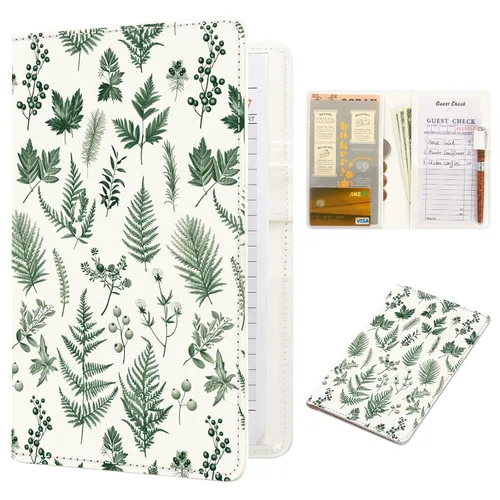 Vista 14 de CoBak Libreta para servidores de alta calidad: organizador de cartera de camarero de 5.12 x 7.91 pulgadas en piel auténtica, con 8 bolsillos