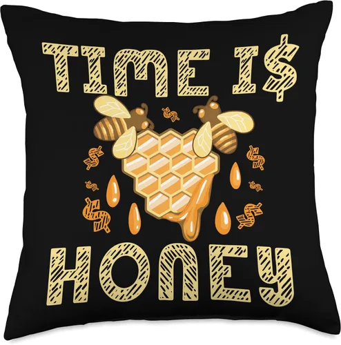 Vista 5 de Nature Cute Natural World Bears Forest Zoo Time is Honey Bees Lover Beekeeper Insects Apiology Joke Throw Pillow, 16x16, Multicolor