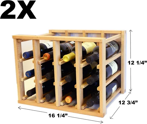 Vista 2 de sfDisplay,LLC. Estante modular apilable para vino de 24 botellas como muchos juegos juntos (1 juego = capacidad de 24 botellas)