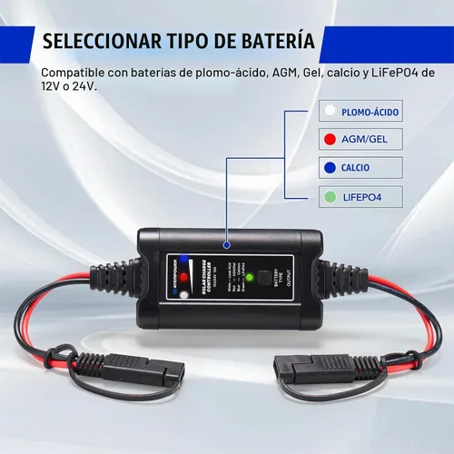 Vista 2 de ATEM POWER - Controlador de carga solar MPPT de 10 A, controlador de panel solar portátil inteligente de 12/24 voltios para paneles solares