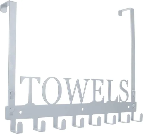 Vista 8 de Azmoncy Ganchos sobre la puerta, toallero para baño, soporte para toallas para colgar de alta resistencia, colgador de toallas de montaje en pared